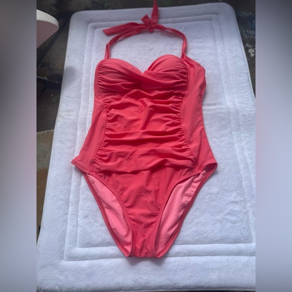 La blanca Vibrant Coral One-Piece Swimsuit  beach resort vacation summer size 8 - Picture 13 of 16